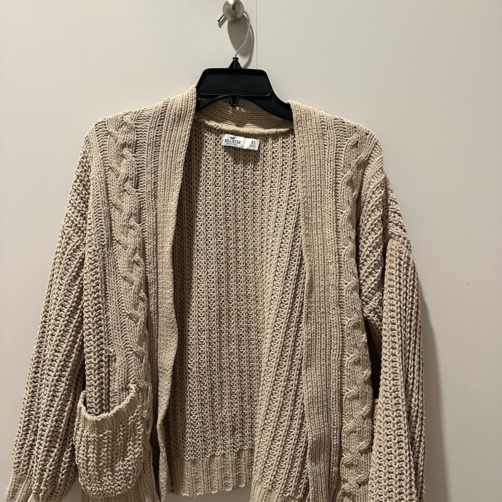 Hollister Tan Cable Knit Cardigan